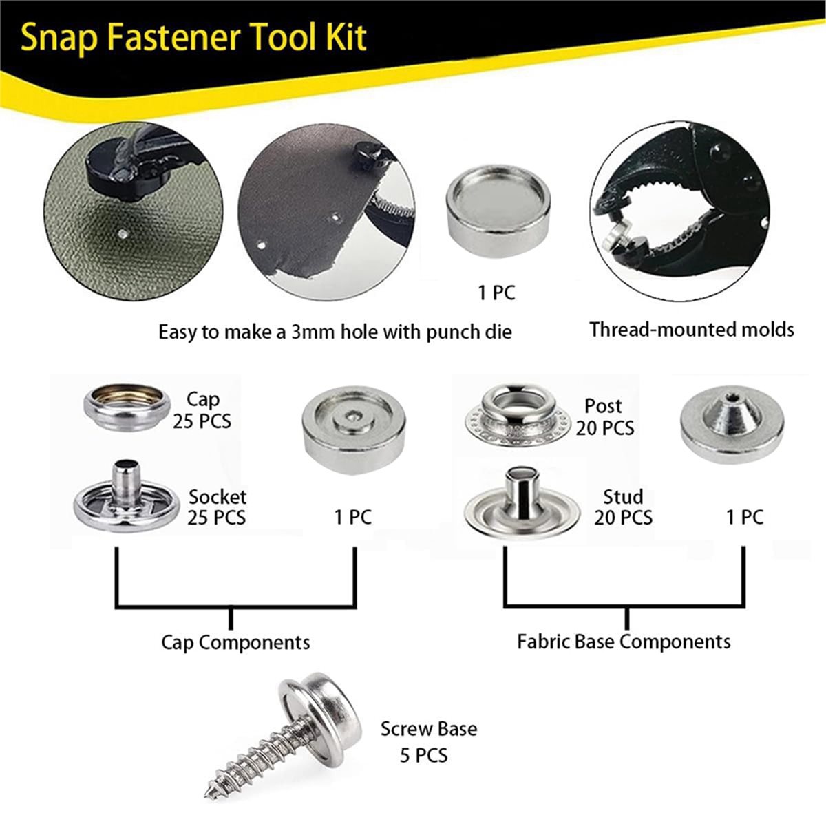 Snap Plier Setter - Zestaw narzędzi do mocowania zatrzasków o